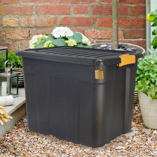 DANIEL JAMES Housewares Heavy Duty Storage Box with Lid - Large Plastic Stackable Storage Boxes with Clip Handles - Lockable BPA Free Indoor Outdoor Garage Storage Trunk Box - 3 Pack, Black, 42l 8 DANIEL JAMES Housewares Heavy Duty Storage Box with Lid - Large Plastic Stackable Storage Boxes with Clip Handles - Lockable BPA Free Indoor Outdoor Garage Storage Trunk Box - 3 Pack, Black, 42l - Image 8