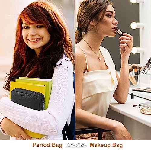 Image of Likesing Period Bag Pouch, Leather Tampon Holder for Purse-Black | PU Period Pouches for Teen Girls, Women Portable Sanitary Napkin Storage Bag, Feminine Sanitary Bags Emergency Pad Pouch