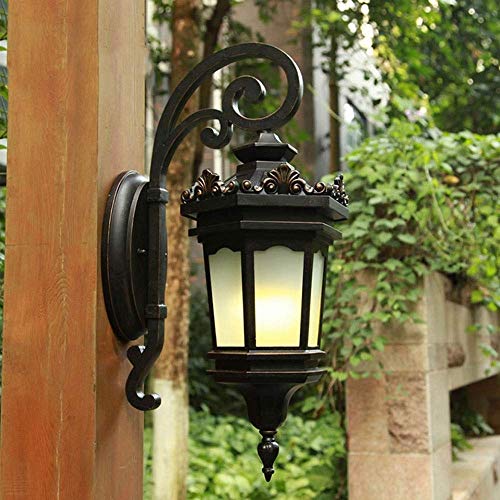 Hnxnr Fashion Retro Outdoor Wall Sconce Lighting Balcony Led Wall Lamp Waterproof Garden Wall Light Fixtures Metal Glass Porch Lights Lantern E27 Rustic Landscape Decoration Illumination, 32Cm*62Cm In #TOP2