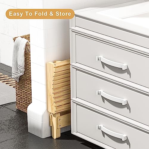 ECROCY Shower Foot Rest 12 Inch, Folding Shower Stool for Shaving Legs, Bamboo Shower Benches for Inside Shower- Spa Steps, Shower Step, Foot Rest Shaving Stool for Small Shower Space - Thumbnail 5