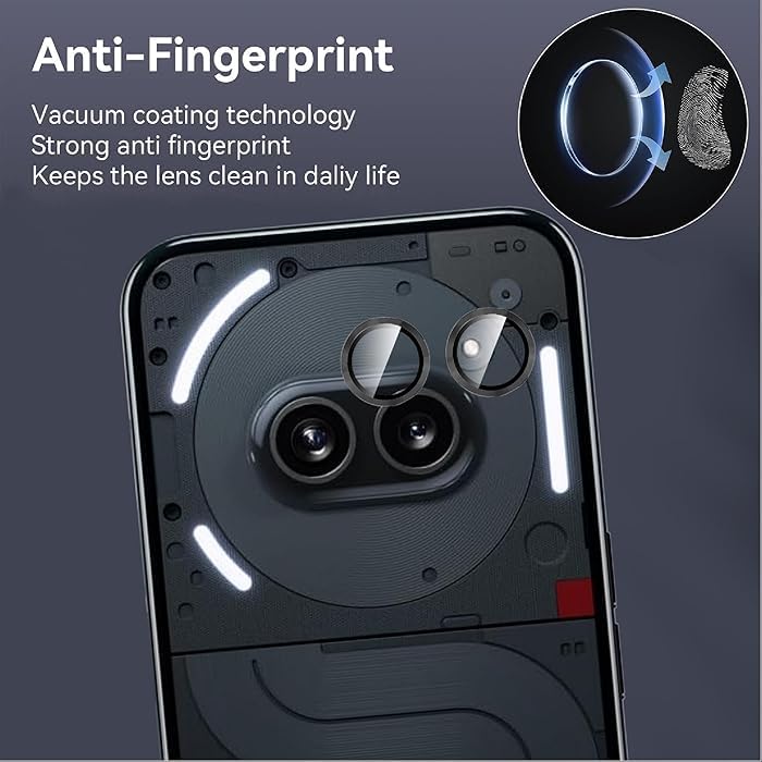 Amazon Brand - Solimo Camera Glass Lens Protector Ring for Nothing Phone 2A Case Friendly with Edge-to-Edge Protector Coverage and Easy Installation (Silver) 7