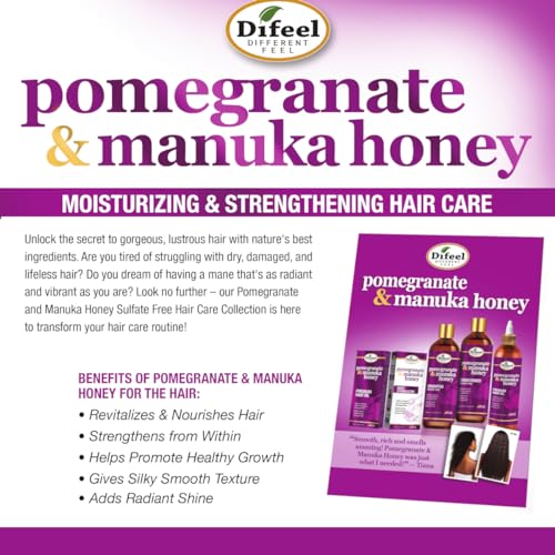 Difeel Elevated Pomegranate & Manuka Honey Premium Hair Oil 12 oz. - Growth Stimulating, Moisturizing & Strengthening Hair Oil for Dry, Damaged Hair
