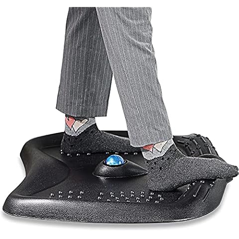 Fenge Standing Desk Mat Anti-Fatigue Comfort Office Mat with Foot Massage Ball,Floor Mat Desk Accessoires for Home Office Use, Black Cover