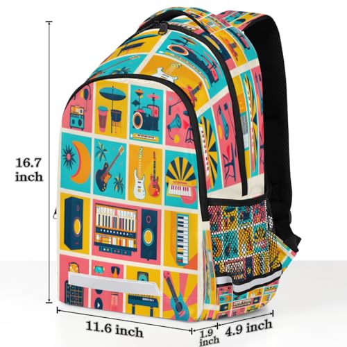 Cartoon Musical Musical Jigsaw Backpack with Chest Strap Reflective Lightweight Travel Hiking Backpack for Men Women Waterproof Daypack Back Pack for Commute Camping3