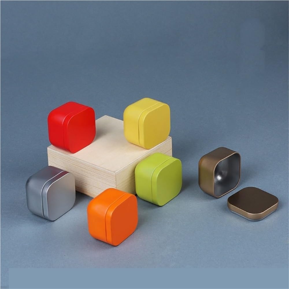 Caja de té Contenedor de almacenamiento de té a granel, olla pequeña cuadrada de hierro blanco, simple vacío, almacenamiento de cocina, caramelo, servicio de caja de té(I)