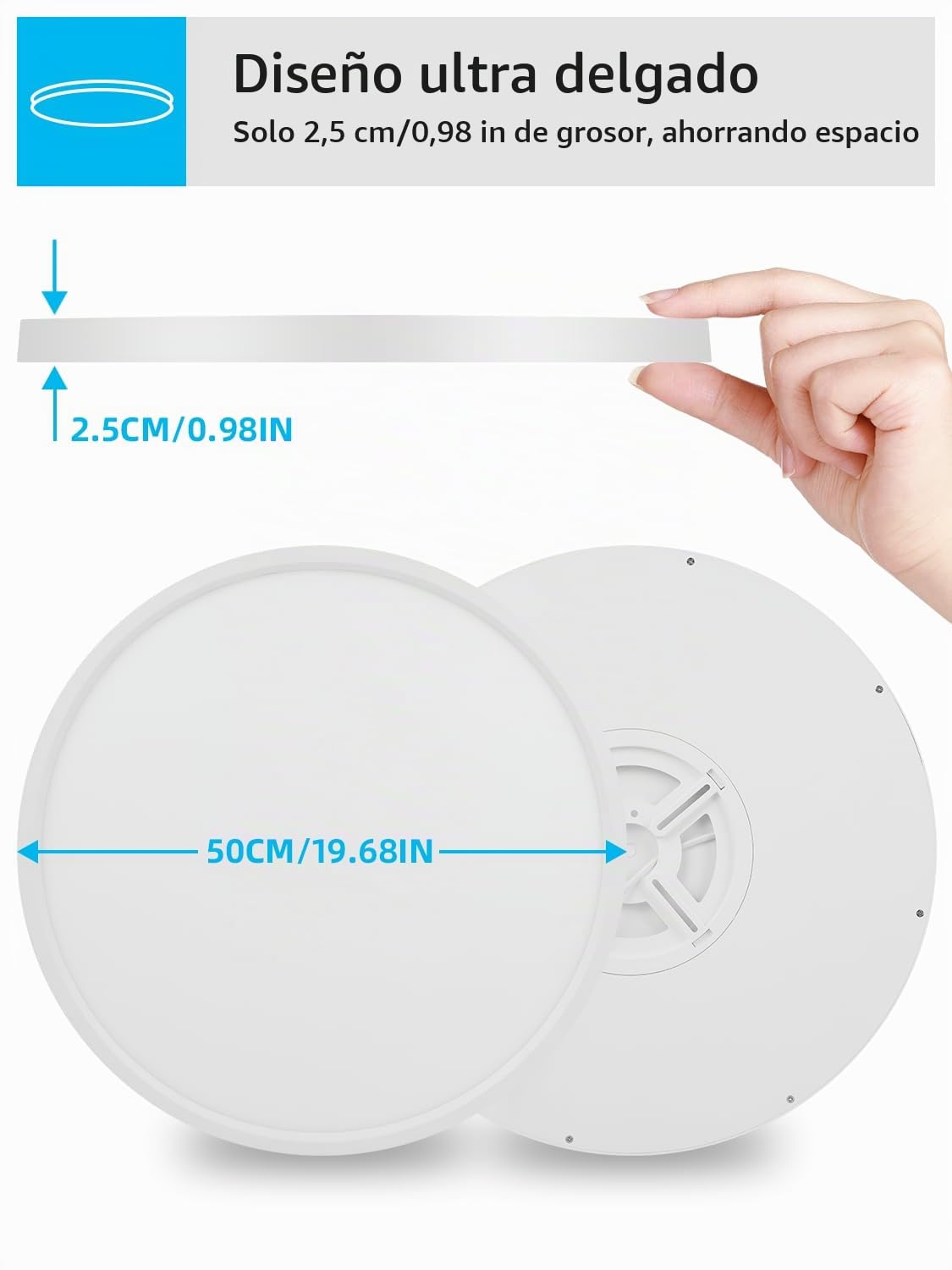 Plafon LED Techo 60W,6000LM Lampara Techo,6500K Blanco frio Plafones para Techo LED,Ø50CM Plafones Modernas Redondo,Plafon Techo para Cocina Salon Balcón Dormitorio Pasillo