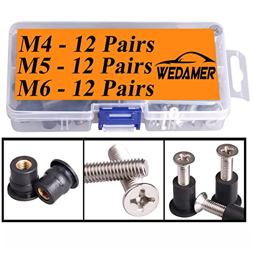 36 pairs m4 m5 m6 neoprene well nuts with stainless steel screw m5 rubber well nuts kayak brass copper bolts well nut kit for kayak motorcycle boat marine windscreen accessories m4 m5 m6