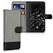 Produktbild kwmobile Wallet Case kompatibel mit Alcatel 1S - Hülle mit Ständer - Handyhülle Kartenfächer Grau Schwarz