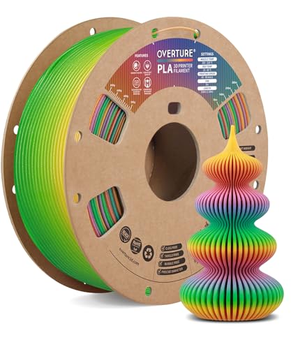 Image of OVERTURE PLA Filament 1.75mm PLA 3D Printer Filament, 1kg Cardboard Spool (2.2lbs), Dimensional Accuracy + /- 0.02mm, Fit Most FDM Printer (Christmas Prism)