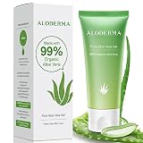 Aloderma 99% Organic Aloe Vera Gel for Skin Made within 12 Hours of Harvest, Natural Hydrating Aloe