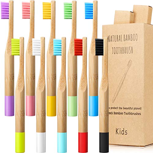 Brosse à dents en bambou pour enfants : lot de 10 modèles bois biodégradables