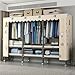 Storage Closet with Doors Cloth Wardrobe Cabinet for Bedroom, Portable All Steel Frame Closet with Cloth Cover, (with Wheels)