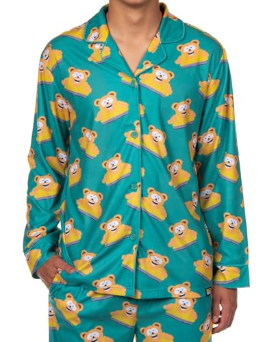 INTIMO South Park Men's Snacky Cakes Wellington Bear Eric Cartman Coat Front Pajamas with Nightcap 3 Piece Set2