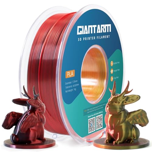 GIANTARM Filament PLA Silk - 1,75 mm (±0,02 mm) - Pour imprimante 3D - 1 kg - 1 rouleau emballé sous vide - PLA Silk-like tricolore, doré + rouge + noir 7 GIANTARM Filament PLA Silk - 1,75 mm (±0,02 mm) - Pour imprimante 3D - 1 kg - 1 rouleau emballé sous vide - PLA Silk-like tricolore, doré + rouge + noir