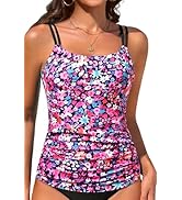 Tankini Tops for Women 2025 - Tummy Control Swim Top Only Modest Bathing Suit Top Swimsuit Top No...