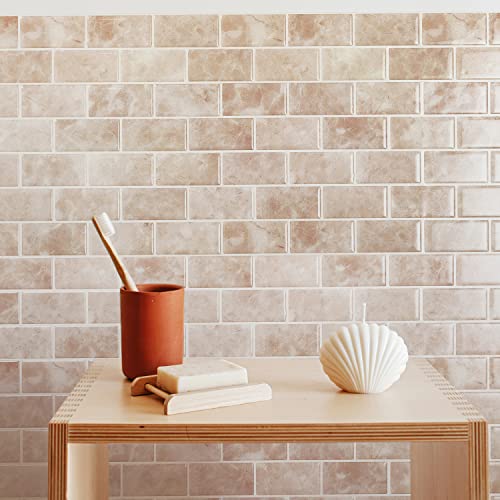 Smart Tiles Peel And Stick Backsplash - 10 Sheets Of 10.95" X 9.70" - 3D Adhesive Peel And Stick Tile Backsplash For Kitchen, Bathroom, Wall Tile #TOP4