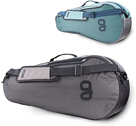 GEAU SPORT Aether 3 Pack Racquet Bag for Men and Women to Hold 3 tennis rackets, Balls, and Other Accessories, Grey