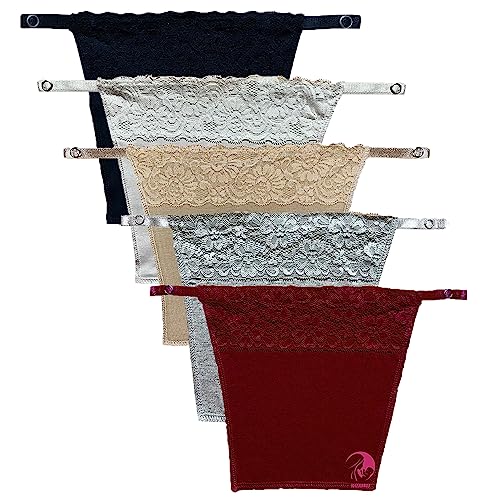 Image of Women's Cotton Clip on Mock Lace Camisole Deep Neck Cover Up Inners (Free Size)- Pack of 5pc
