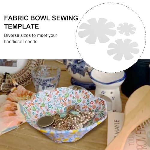 Mumusuki 3 Pieces Bowl Cozy Templates 3 Sizes, Clear PET Flower Shaped Bowl Pattern Stencils Reusable Fabric Bowl Sewing Templates for Handicrafts and Decorations by Mumusuki - Used condition - Image 6