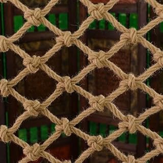GEIRONV Hemp Rope Protective Net, Balcony Fence Net Stair Safety Net Interior Decoration Net Climbing Net Child Anti-Fall Net 1m Protection Rope Net (Color : 12mm Thick, Size : 15 cm mesh)