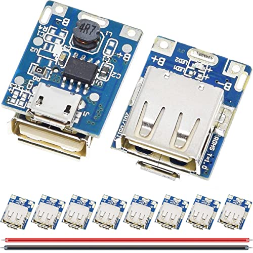 DAOKAI 10 piezas 5 V Placa de aumento de batería de litio Placa de protección de carga Módulo de potencia de aumento 134N3P Placa de cargador Indicador LED para cargador de bricolaje con cable