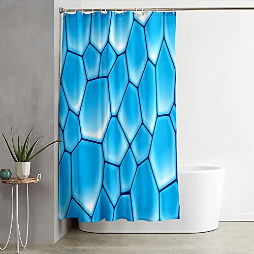 Rideau de douche anti moisissure 150x200cm en polyester imperméable bleu géométrique - 3