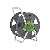 Water Hose Reel Cart, Holds 60-80 Ft of 5/8 Inch Hose, Green Wall Mounted Garden Hose Cart, Portable Hose Reel for Convenient Storage and Watering