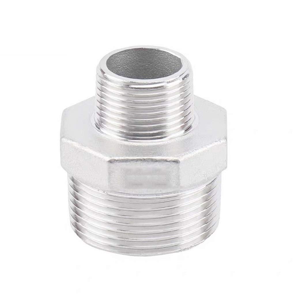 304 Stainless Steel BSP Male Thread Reducer Hex Nipple Connector for Home Renovation - 1/8" to 1-1/4" Sizes(DN8-DN6)