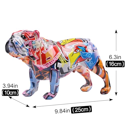 Escultura Bulldog Graffiti de Resina Colorida 6.69 in miniatura 3