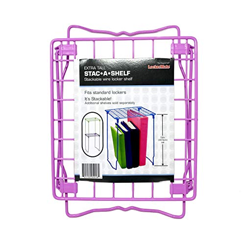LockerMate Its Academic Stac-A-Shelf 12 Inch Wire Locker Shelf (Lilac)