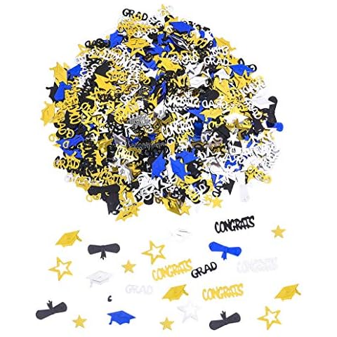 2022 Graduation Party Confetti Gold Blue Glitter Diploma Grad Cap Star Metallic Sequins Table Scatter for Graduate Party Decorations Supplies,1.6 OZ Cover