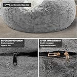 Storage Bean Bag Chair Cover(No Filler) for Organizing Plush Toys Or Textile，Pv Fleece Washable Large Bean Bag Chairs Cover for Adults for Living Room Bedroom Furniture (Light Grey, 5FT) - Image 5