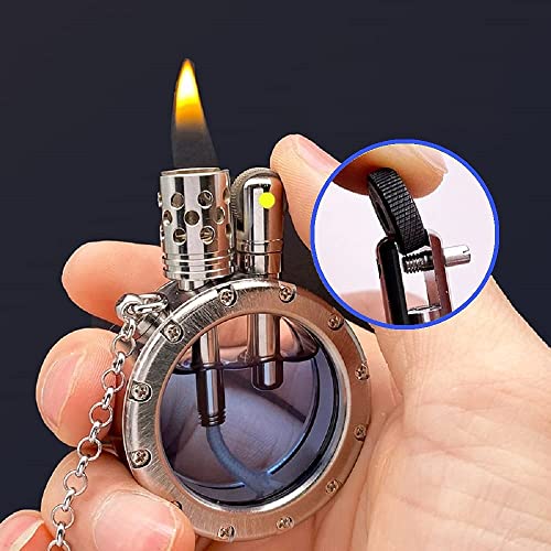 Vintage Antique Lighter With Creative Transparent Bottle Design, Cool Steampunk Kerosene Lighter, Grinding Wheel Ignition Lighter Unique Birthday Gifts For Men Dad Husband (Silver) #TOP2