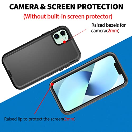 Bisbkrar Defender Case For Iphone 11 6.1 Inch Case,[Military Grade] 3 In 1 Shockproof Rugged Protective, Heavy Duty Bumper Phone Cover (With Black Belt Clip) (Black) #TOP3