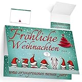 Weihnachtskarten Set (12 Stück) WEIHNACHTSMÜTZEN - lustige Klappkarten - ideal privat & geschäftlich - Frohe Weihnachten Karten von BREITENWERK