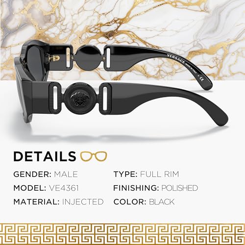 Versace VE4361 Oval Heart Sunglasses for Men – Frame with Temples, eShades Eyewear Kit Included2