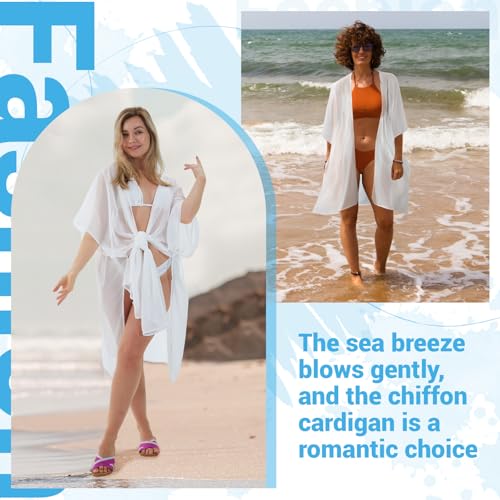 Women's Kimono Cardigan Swimsuit Summer Coverup Beach Cover up Shawl Wrap Bikini Coverup Loose Swimwear Cardigan4