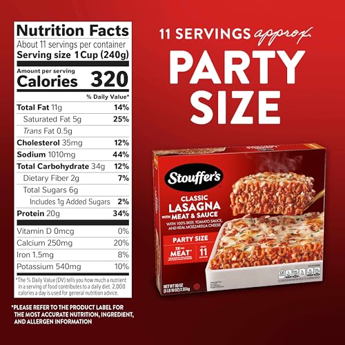 Stouffer's Classic Lasagna With Meat & Sauce, Party Size Lasagna, Frozen Dinners 90 oz - Image 7
