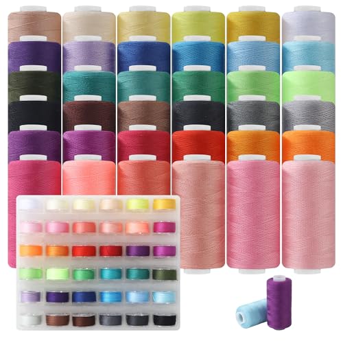 Juego de Hilos De Coser 400 yardas de Hilos De Coser Para Maquina 36 colores de hilo de coser con 36 carretes de poliéster de alta resistencia Apto para todas las máquinas de coser y máquinas overlock