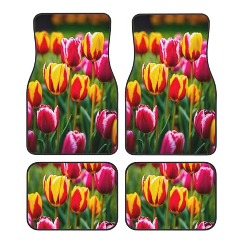 Tapis de voiture tulipes roses universels compatibles SUV berline et camionnette