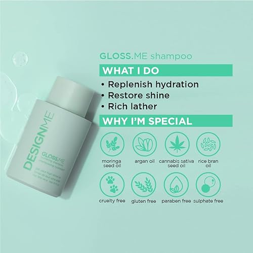 Miniatura 4 de GLOSS.ME Champú hidratante y acondicionador para cabello seco por DESIGNME  Champú de cáñamo y aceite de argán con acondicionador para cabello lacio