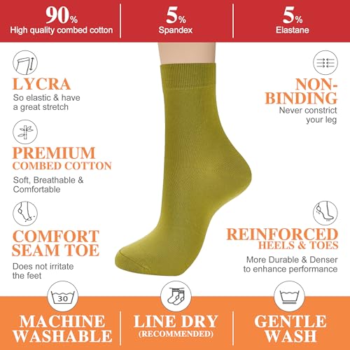 Image of ATBITER Women's Thin Cotton Crew Socks - Soft Above Ankle Bootie Casual Dress Socks 6-Pairs