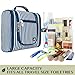 PAVILIA Toiletry Bag Travel Bag for Women Men, Hanging Cosmetic Organizer, Water Resistant Makeup Bag for Accessories Toiletries, Large Travel Essentials Kit (Stripe Navy)