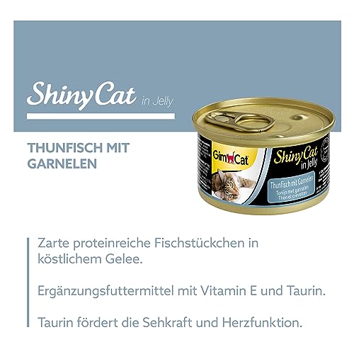 GimCat ShinyCat in Jelly Thunfisch mit Garnelen - Nassfutter mit Fisch und Taurin für Katzen - 24 Dosen (24 x 70 g) 2