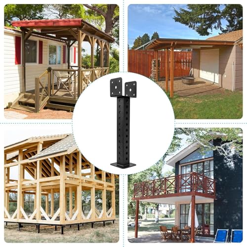 Soportes para bajantes de techo, soportes elevadores para techos de patios y pérgolas, ajustables en altura, aptos para pérgolas, cobertizos, patios y muebles de exterior (2 piezas) miniatura 5