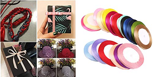 Image of DIY Crafts Pack of 100 Yards, Random Mixed Colour, Grosgrain Satin Ribbons for Wedding Christmas Party Decoration6mm-40mm DIY Bow CRA(Pack of 100 Yards, Random Mixed Colour)
