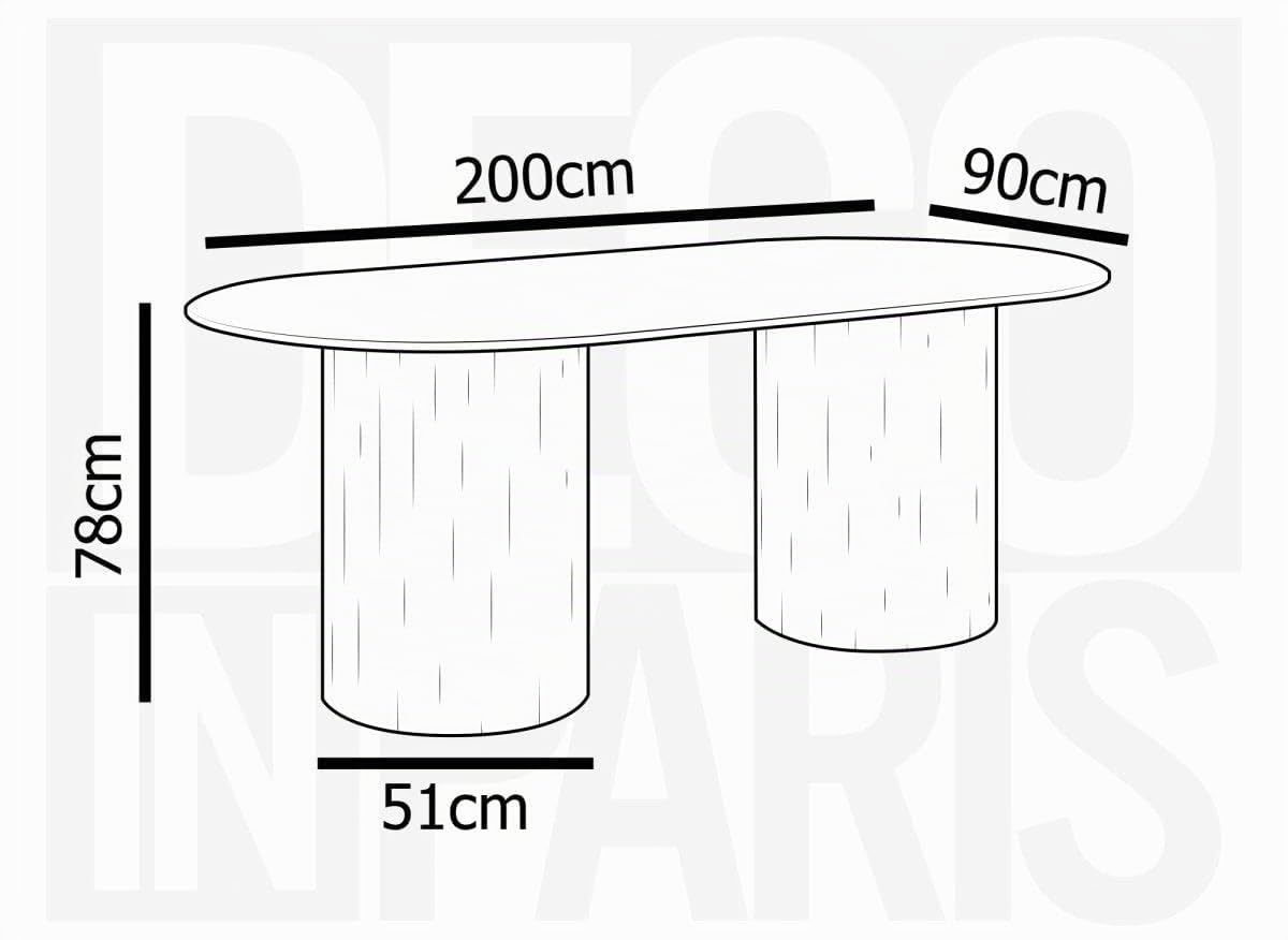 Table à manger ovale en marbre composite beige 8 personnes 200cm DHARA