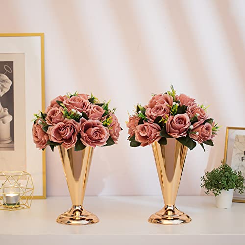 Décorations de mariage pour réception avec ces 10 supports de fleurs dorés de 25 cm - 5