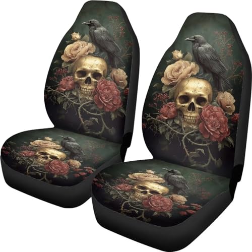 Housses de siège de voiture avant crâne de corbeau 52x138cm pour camion