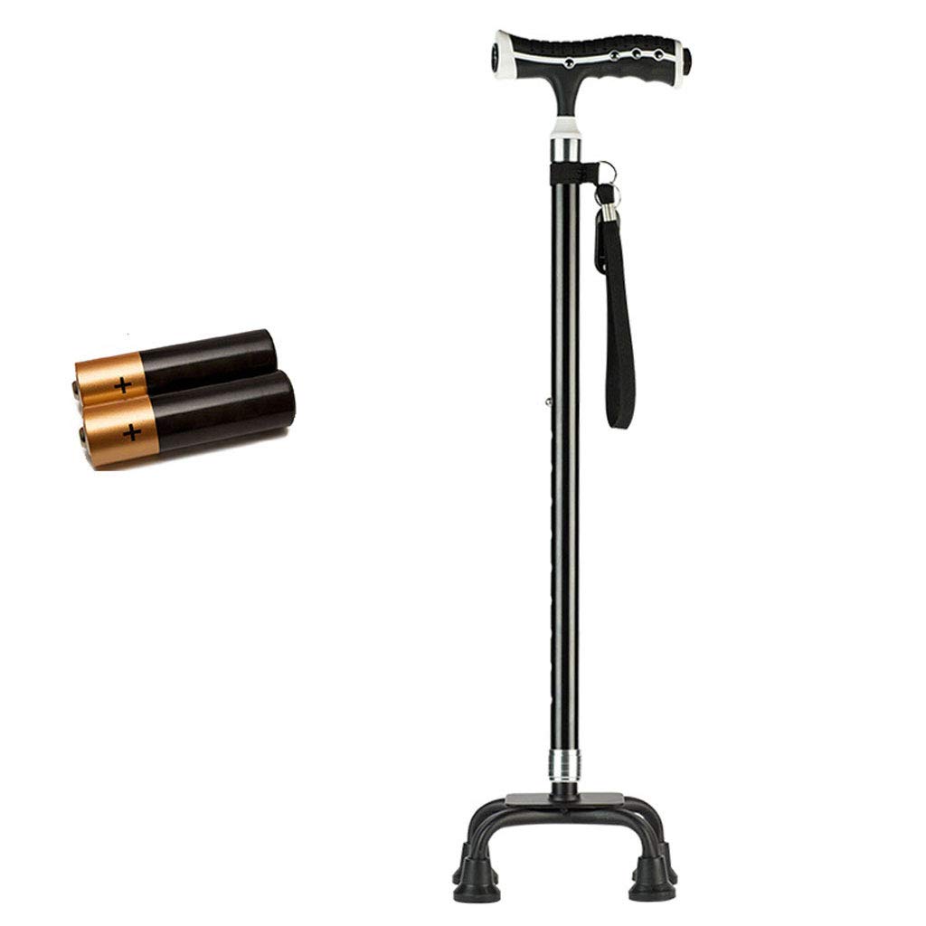Canes- Non-Slip Old Man's Walking Stick with Shallow Stick Four-Legged Telescopic Adjustable Magnetic Therapy (Capacity : B, Color : Black)